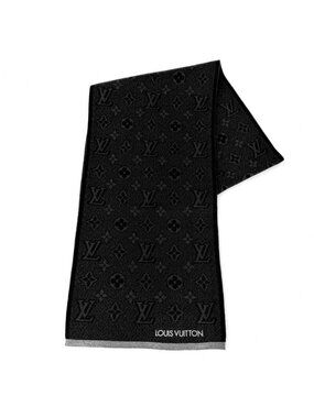 Louis Vuitton Scarf My Monogram Eclipse Shawl Wool Black Autumn Winter